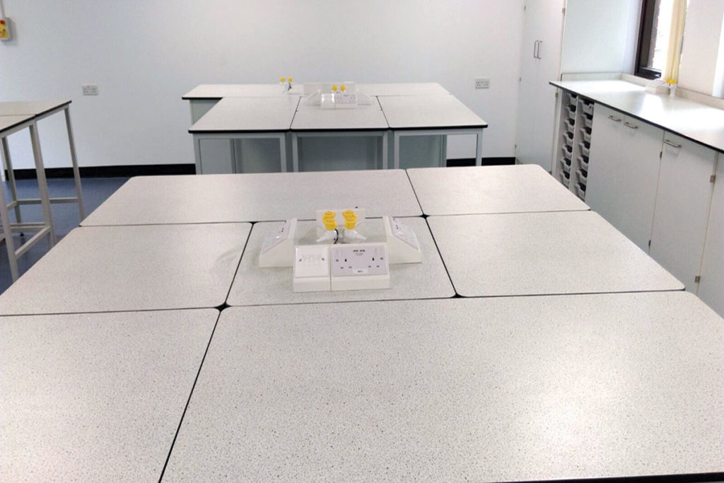 pods and tables in school science classroom