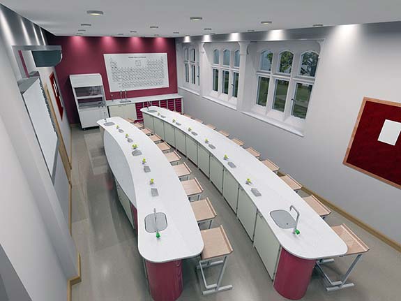 3d design render of science classroom