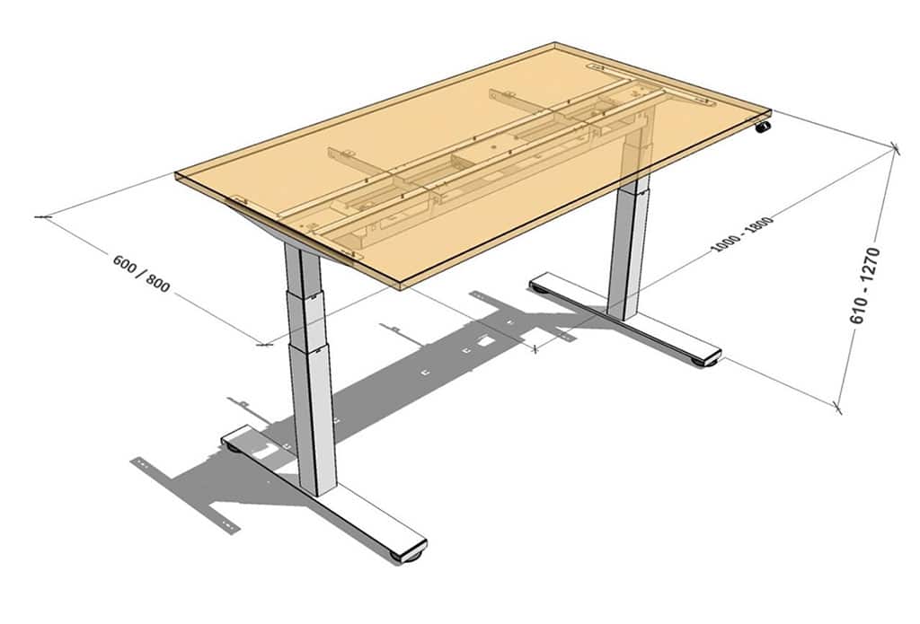 single height adjustable desk solution dimensions