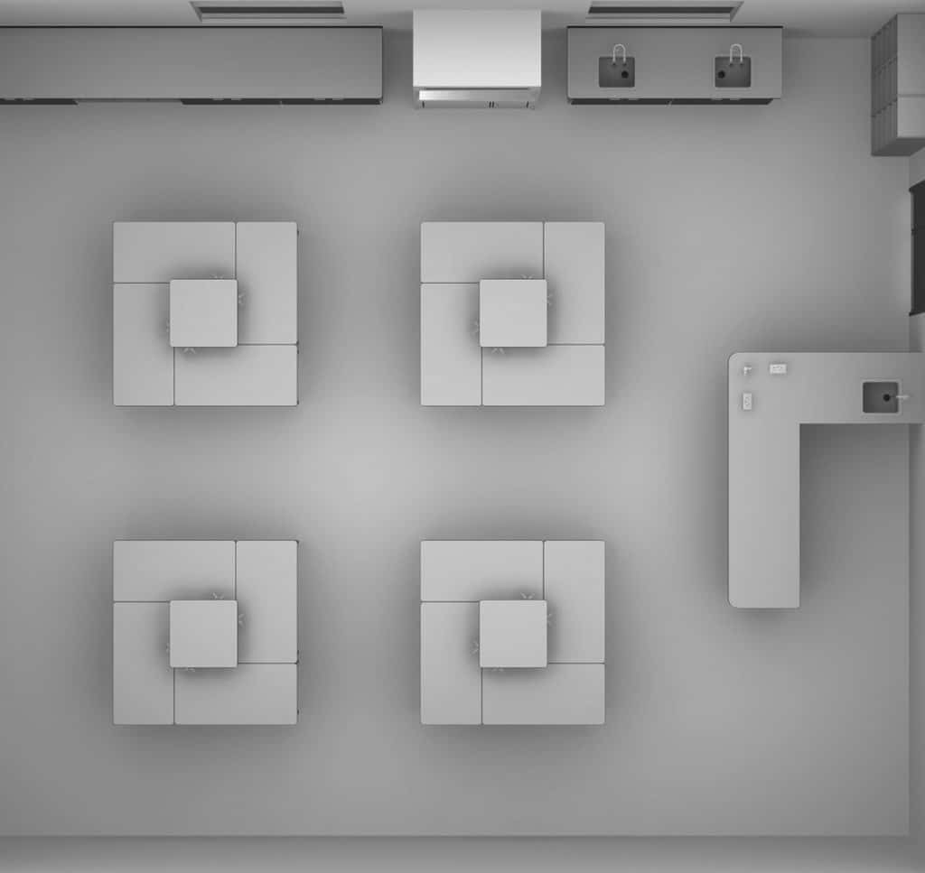 pods layout plan view science classroom furniture