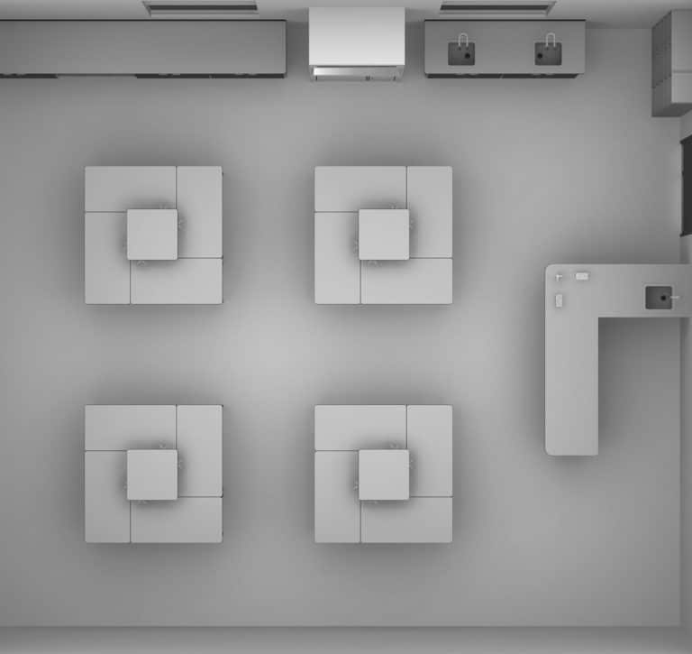 pods layout plan view science lab classroom furniture