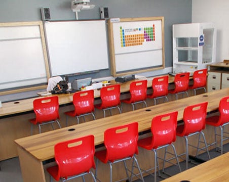 traditional wood worktop classroom